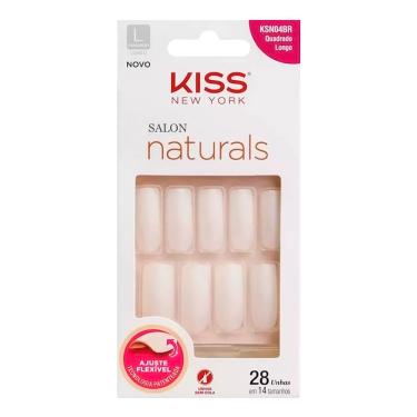 Imagem de Unhas Postiças Kiss New York Salon Naturals Tamanho Quadrado Longo KSNO4BR com 28 Unidades