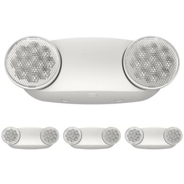 Imagem de EXITLUX Pacote Com 4 Luzes De Emergência Led Brancas Bateria Reserva, Duas Luminárias Ajustáveis - Materiais À Prova Fogo Luminária Emergência/Luz Residencial