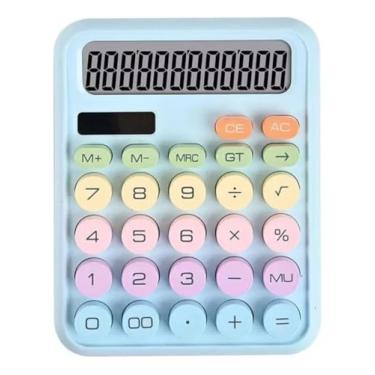 Imagem de Calculadora Candy Botões Grandes 12 Digitos Solar + Pilha (Azul)