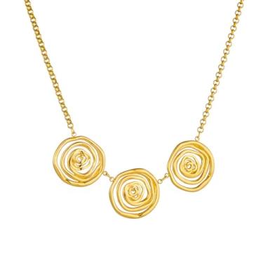 Imagem de Izpack Colar de gargantilha em espiral para mulheres, aço inoxidável, banhado a ouro 14K, vazado, ajustável, corrente ajustável, babador, bijuteria hip hop, verão, praia