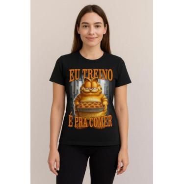Imagem de Camiseta Feminina Garfield Eu Treino É Pra Comer Fitness Academia Maro