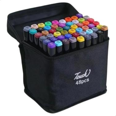 Imagem de Kit 48 Canetas Marcadoras Touch Marker Ponta Dupla para Desenho, Pintura, Lettering e Ilustração – Canetinhas Coloridas Profissionais Softinox