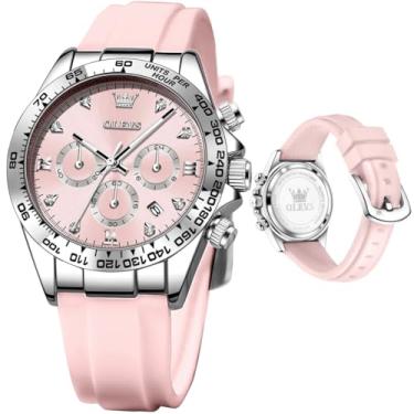 Imagem de OLEVS Relógios femininos pequenos de diamante de luxo - pulseira de aço inoxidável, vestido de negócios à prova d'água, analógico, luminoso, relógios femininos, relógio feminino todo rosa, relógio
