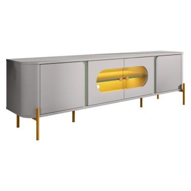 Imagem de Rack Para Sala De Estar Tv 75 Pol Orgânico Suy B02 Off White Pistache - Lyam Decor