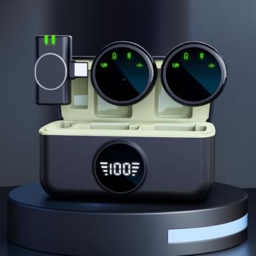 Imagem de Microfone de Lapela Sem Fio Profissional com Base de Carregamento, Display LED para iPhone/Android dispositivos com Lightning/USB-C Para Vídeo Entrevista Vlog Bate Papo, Influencer Gravações em Geral