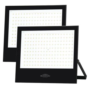 Imagem de Kit 2 Refletor Blumenau De Led Slim 200W 6500K Preto Bivolt