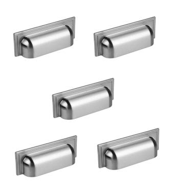 Imagem de Kit 5 Puxador Plymouth Zen Niquel Escovado Concha 80Mm