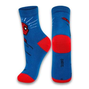 Imagem de Meia Infantil Cano Médio Homem Aranha 2445-040 - MARVEL, Azul, 24/29