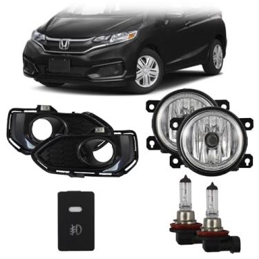 Imagem de Kit Farol de Milha Honda Fit 2017 / 2018 / 2019 H8 55W Moldura Cromada Botão Modelo Original Suns FGS0235HD