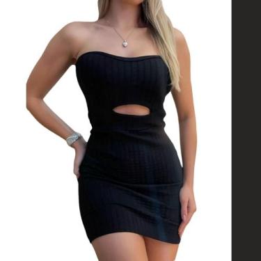 Imagem de Vestido Feminino Tubinho Curto sem alça Moda estilo Gringa Tecido Gros