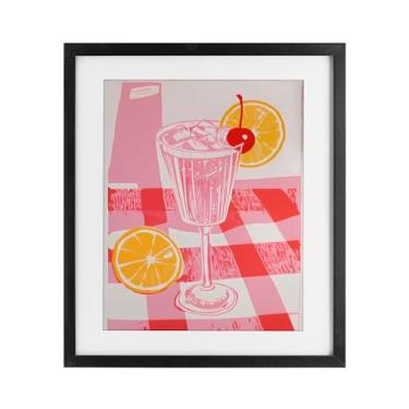 Imagem de Stupell Industries Toalha de mesa rosa limonada preta emoldurada sob vidro design por Walker Noble, 40 x 33