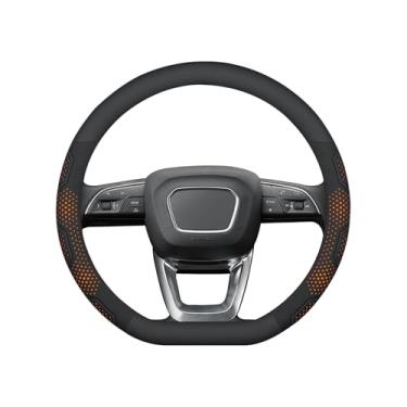 Imagem de Ergocar Capa de volante de carro, capa de volante de fibra de carbono tipo D e material de couro, estilo esportivo 37-38 cm/14,5-15 polegadas, antiderrapante, macia, respirável, universal em todas as