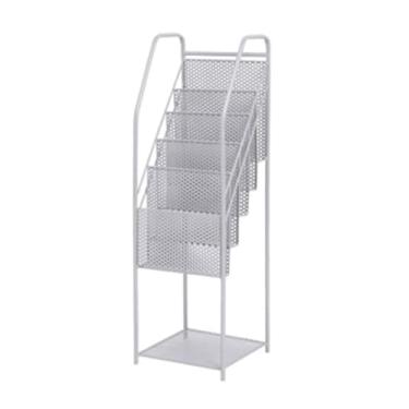 Imagem de ZzleoyuUUs-12 Suporte de exibição de folhetos rack de jornal rack de revistas de metal rack de livros rack de exibição de folhetos rack de armazenamento de chão (cinza)