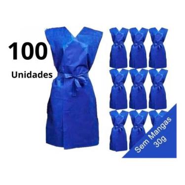 Imagem de 100 Avental Descartável 30 G Azul S/manga Hospital Clinica   - Aradesc