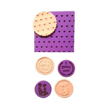 Imagem de KTX06 Kit Marcador textura pasta americana biscuit confeitaria namorad