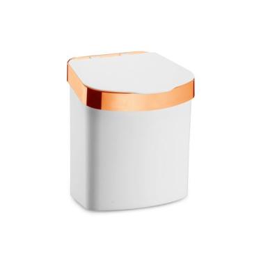 Imagem de Lixeira 2,5 Litros Cesto Bancada Pia Cozinha Branco C/ Tampa  - Future