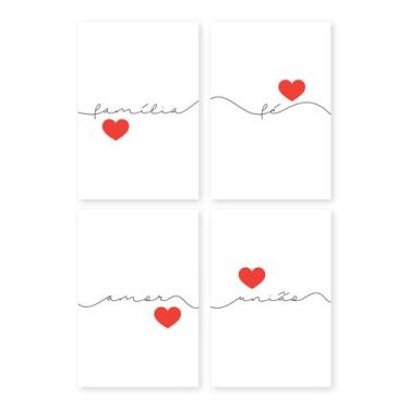Imagem de Placas Decorativas Frases Fé e Família 20x30cm Kit 4un - Quartinhos