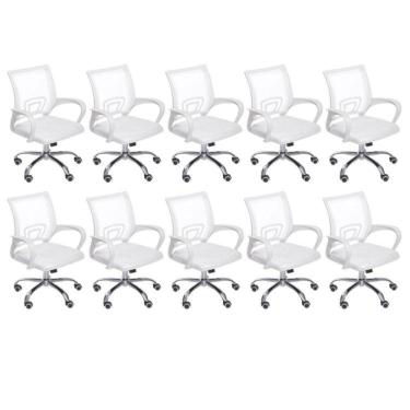 Imagem de Conjunto 10 Cadeiras para Escritório Diretor Giratória com Relax Tok OR Design Branco