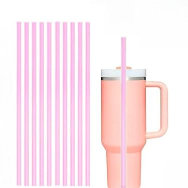 Imagem de Kit 10 Canudos Reutilizáveis 31 cm – Para Copo Térmico, Ecológicos e Duráveis(Rosa 10 un)