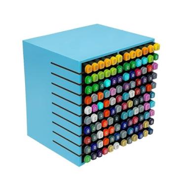 Imagem de Organizador para 120 Canetinhas - ESCOLHA SUA COR– canetinhas - nicho mdf - organização de mesa - ORGANIZER(AZUL)