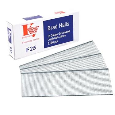 Imagem de Pregos Brad de calibre 18, 5000 unidades de pregos de 2,5 cm 18 GA, pregos galvanizados para pistola de pregos 18 GA sortidos e pequenos pregos de acabamento para pregos pneumáticos e elétricos (F-25