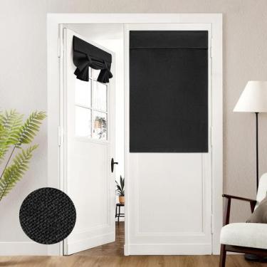 Imagem de Cortinas de porta francesas HOMEIDEAS Black Linen Blackout 76x102cm