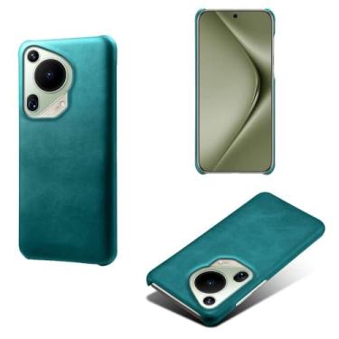 Imagem de Capa para Huawei Pura 70 ultra,Proteção contra quedas,Casca de volta de cor sólida simples,Design de couro de imitação de plástico-Green