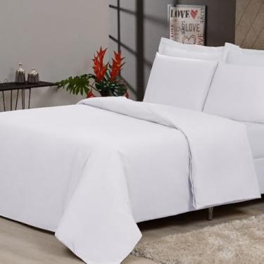 Imagem de Capa Duvet King Zíper 400 Fios Toque Algodão – Lençol Duplo para Edredom Casal Luxo(BRANCO,QUEEN (2,20 X 2,40))