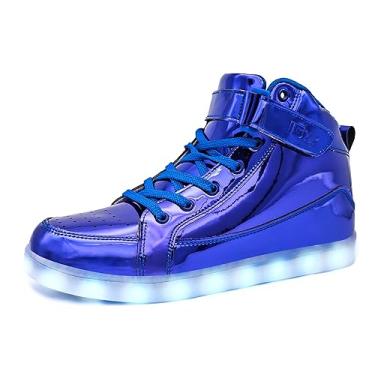 Imagem de IGxx Tênis masculino com luz de LED, recarregável, cano alto, LED, feminino, infantil, Azul, 13 Women/12.5 Men