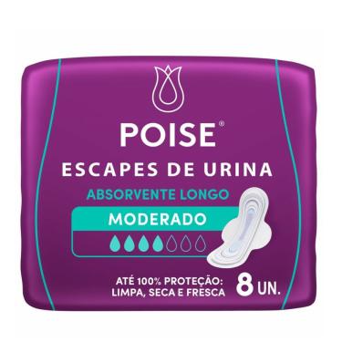 Imagem de Absorvente Poise Noturno Moderado Longo com Abas 8 Unidades
