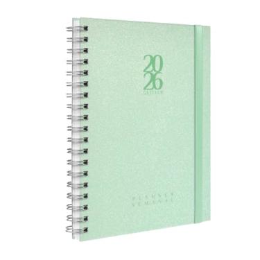 Imagem de Agenda Planner Semanal Plus 2026 Solid Glitter Cores Verde Menta