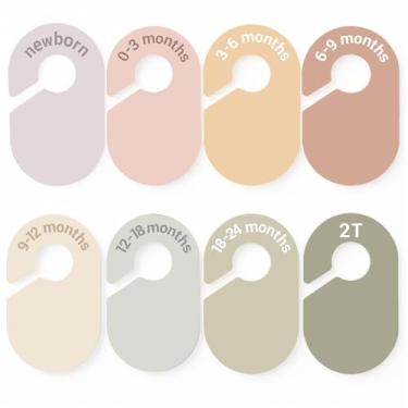 Imagem de Divisórias de roupas de tamanho de bebê para armário: organizador de cabide de berçário por meses para decoração de quarto boho - conjunto de 8 separadores de roupas infantis de recém-nascido a bebê