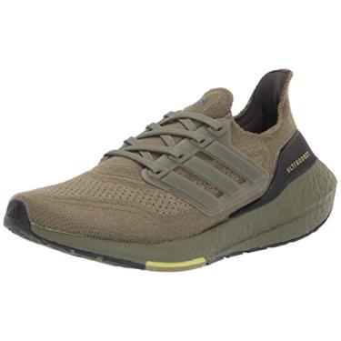 Imagem de adidas Tênis de corrida masculino Ultraboost 21, Focus Olive/Focus Olive/Acid Yellow, 12.5