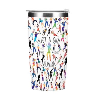 Imagem de Copo de presente para amantes de zumba, caneca de café de aço inoxidável de 590 ml, copo isolado com tampa para carro, presentes de dança para meninas, dançarina, irmã, amiga, fitness, professora
