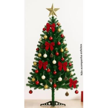 Imagem de Árvore de Natal Luxo 1,50 m – 380 Galhos Folhosos, Base Resistente, Pinheiro Desmontável e Dobrável – Decoração Natalina Folhagem Elegante e Realista C7