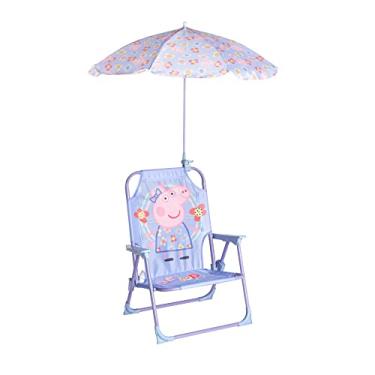 Imagem de Idea Nuova Peppa Pig Cadeira de praia infantil com guarda-chuva