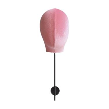Imagem de Ysyqkn Suporte para perucas, modelo de cabeça de manequim, prático, multifuncional, para parede, para exposição de chapéus e bonés, Rosa