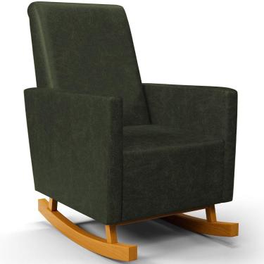 Imagem de Poltrona de Amamentação com Balanço Ravena W01 Couríssimo Verde Musgo - Lyam Decor