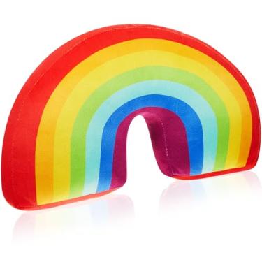 Imagem de Chunful 1 almofada de arco-íris para meninas e crianças, 35 x 21 x 10 cm, almofada fofa de arco-íris, em forma de arco, decoração de chão para cama, cadeira, quarto, decoração de casa (colorida)