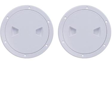 Imagem de BYDGUMEI Capa de convés marítimo de 12 cm, orifício de inspeção de iate marinho, tampa de escotilha circular para convés, branco ABS - (2 peças)