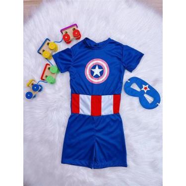 Imagem de Fantasia Infantil Capitão América com Máscara - Tamanho P, M e G - Fab