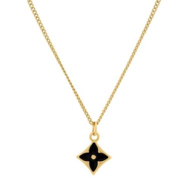 Imagem de Colar feminino dourado pingente trevo banhado a ouro 18k, gargantilha feminina delicada 45cm