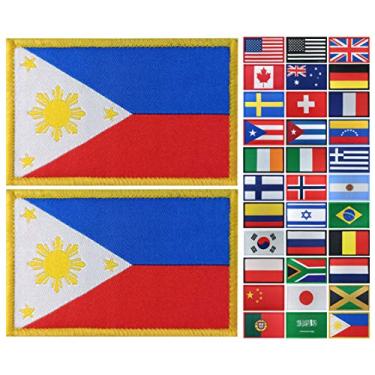 Imagem de JBCD Pacote com 2 remendos da bandeira das Filipinas, emblema tático da bandeira do orgulho para roupas, chapéu, equipe militar
