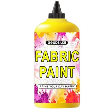 Imagem de GOODTAKE Tinta de tela amarela, 90 ml para pintura de tecido, tintas acrílicas para tela, tecido, têxtil, tintas de roupas tecidos permanentes para todas as idades (amarelo, 35 fl.Oz)