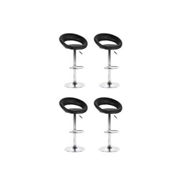 Imagem de Kit 4 Banquetas Estofadas Lux Com Regulagem A Gás Preto - Facthus