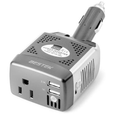 Imagem de Inversor de Potência 150W 12V para 2 Portas USB 3.1A Alta Velocidade e AC, 110v, BESTEK MRI1511C, Preto