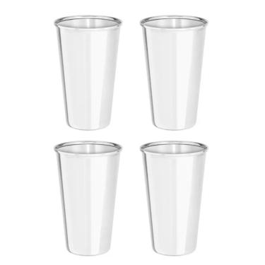 Imagem de Kit 4 Copos Aço Inox Agua Suco Resistente 200Ml Inquebrável