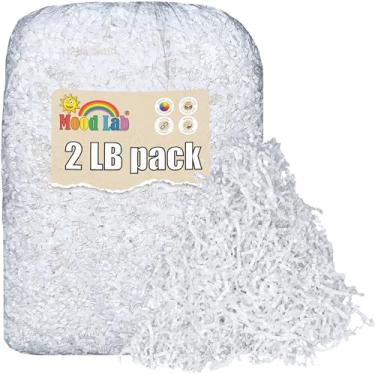 Imagem de Mood Lab Enchimento de papel cortado enrugado - 900 g branco - papel cortado desfiado para enchimento de cesta - caixa de presente papel de embrulho kraft