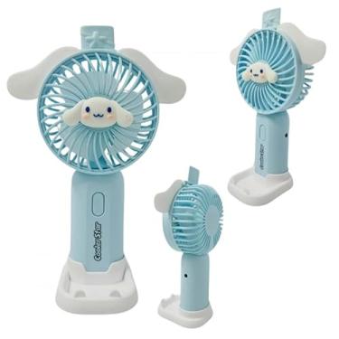 Imagem de Ventilador de Mesa Portátil Recarregável USB, 3 Pás, 17cm, 4-5h Autonomia, com Base (Azul)