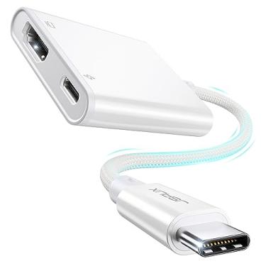 Imagem de JSAUX Adaptador USB-C para AV digital, USB C 2 em 1 para HDMI 4K a 30Hz e carregamento de 100 W, compatível com iPhone 16 Pro/16 Pro Max/16/16 Plus/15 Pro Max/15 Pro, MacBook, Samsung S24/23, Dell,